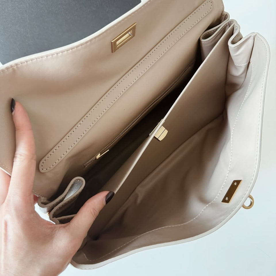 Linclon Genuine Leather Bag - Beige (On-Hand)