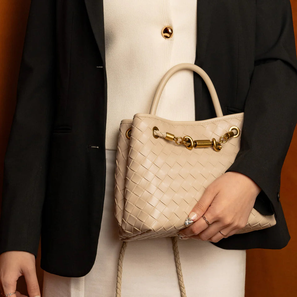 Verona Woven Handbag - Beige (Pre-Order)