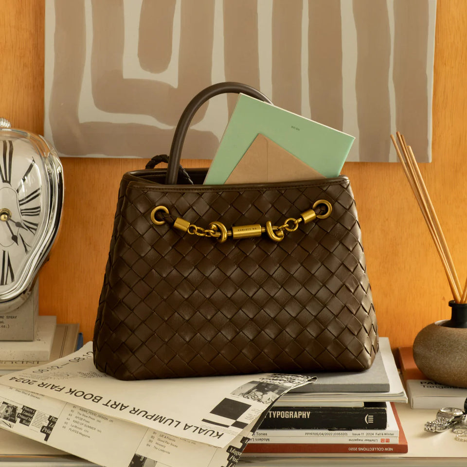 Verona Woven Handbag - Chestnut Brown (Pre-Order)