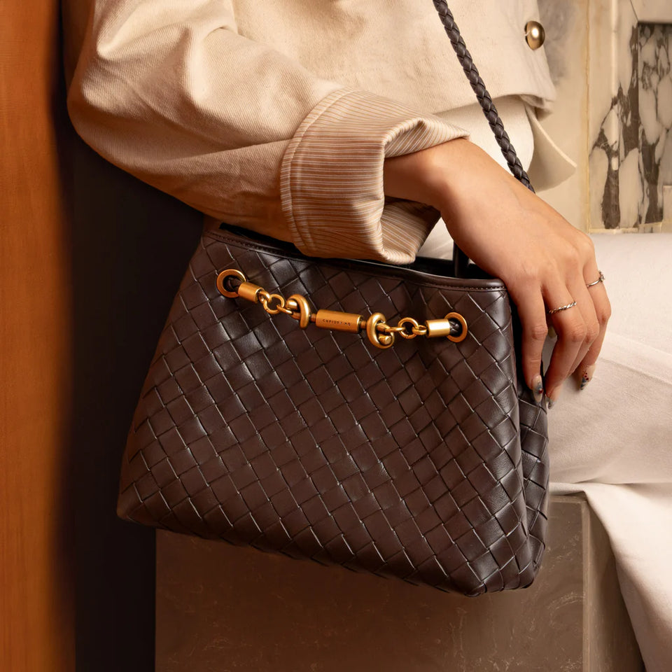Verona Woven Handbag - Chestnut Brown (Pre-Order)